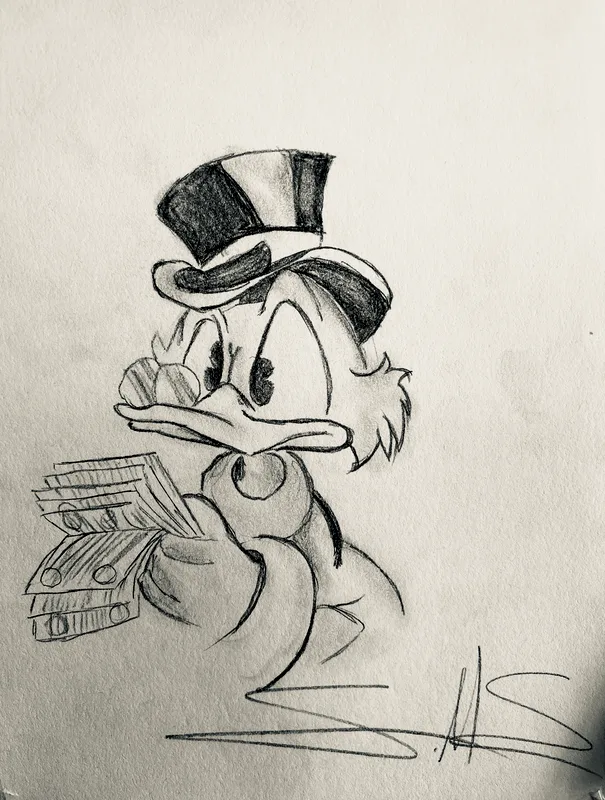 Bleistiftzeichnung: Dagobert Duck